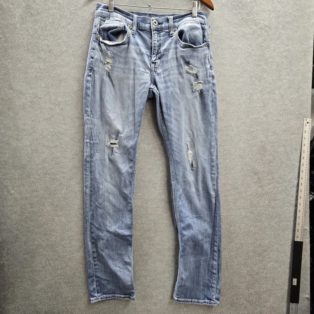 BKE Men Jeans 32X34 Light Blue Denim Straight Jake Distressed 31